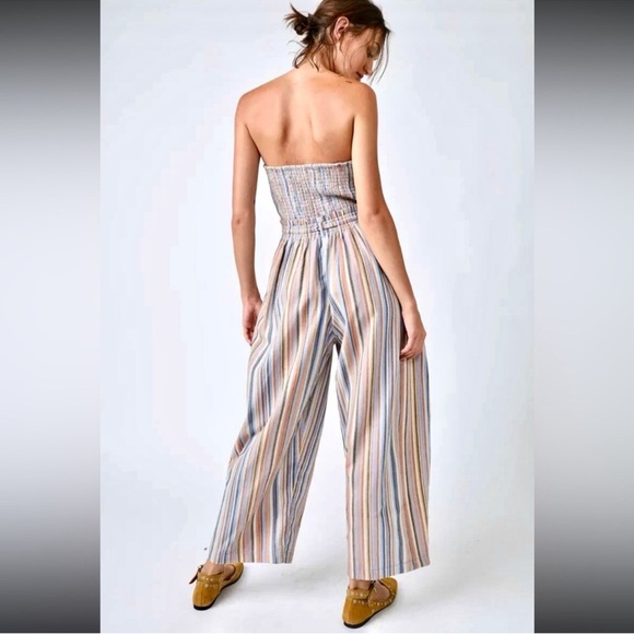 Free People Roaming Shores Strapless Striped Jumpsuit - Picture 4 of 12